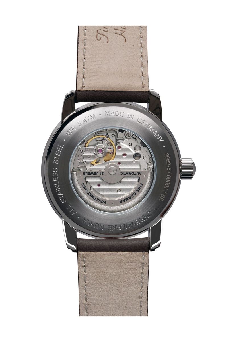 Automatische Silber Zifferblatt Braunes Lederuhr