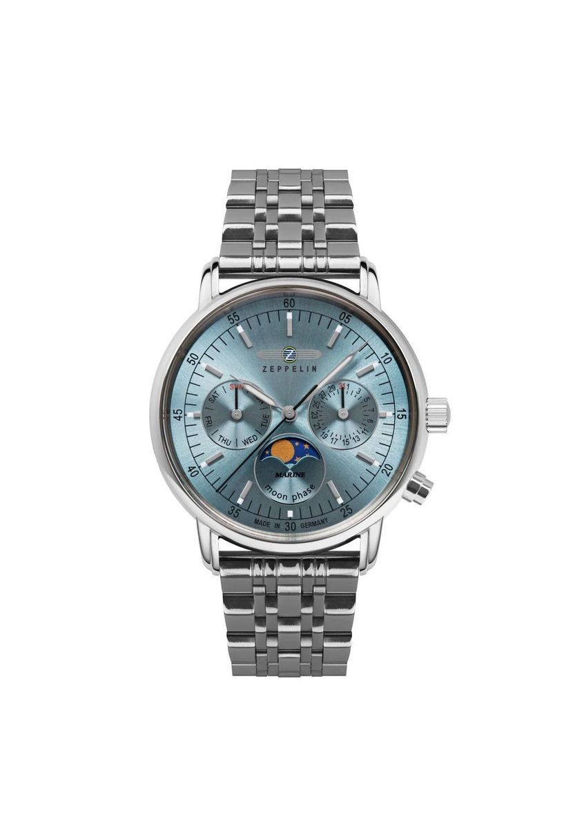 Zeppelin Marine Moon Phase Silber Uhr