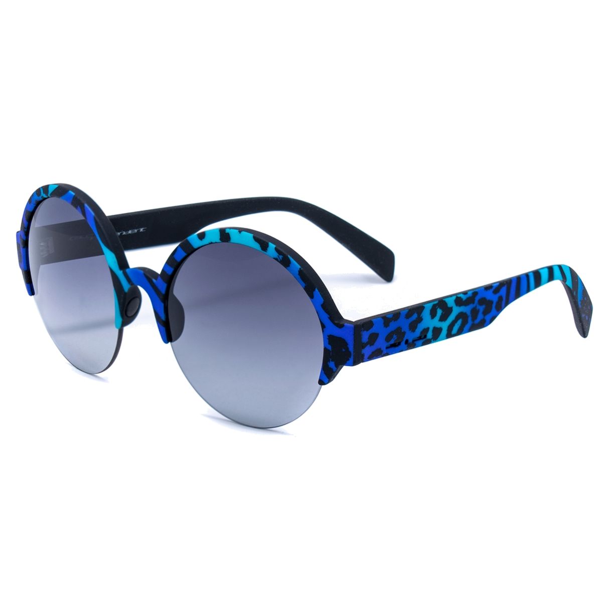 Runde Acetat-Sonnenbrille mit Leopardenmuster