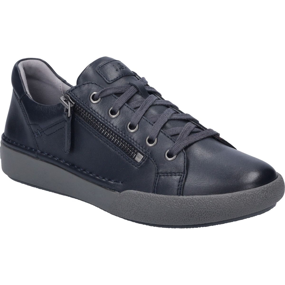 Leder-Schnür-Sneaker mit Reißverschlussdetail
