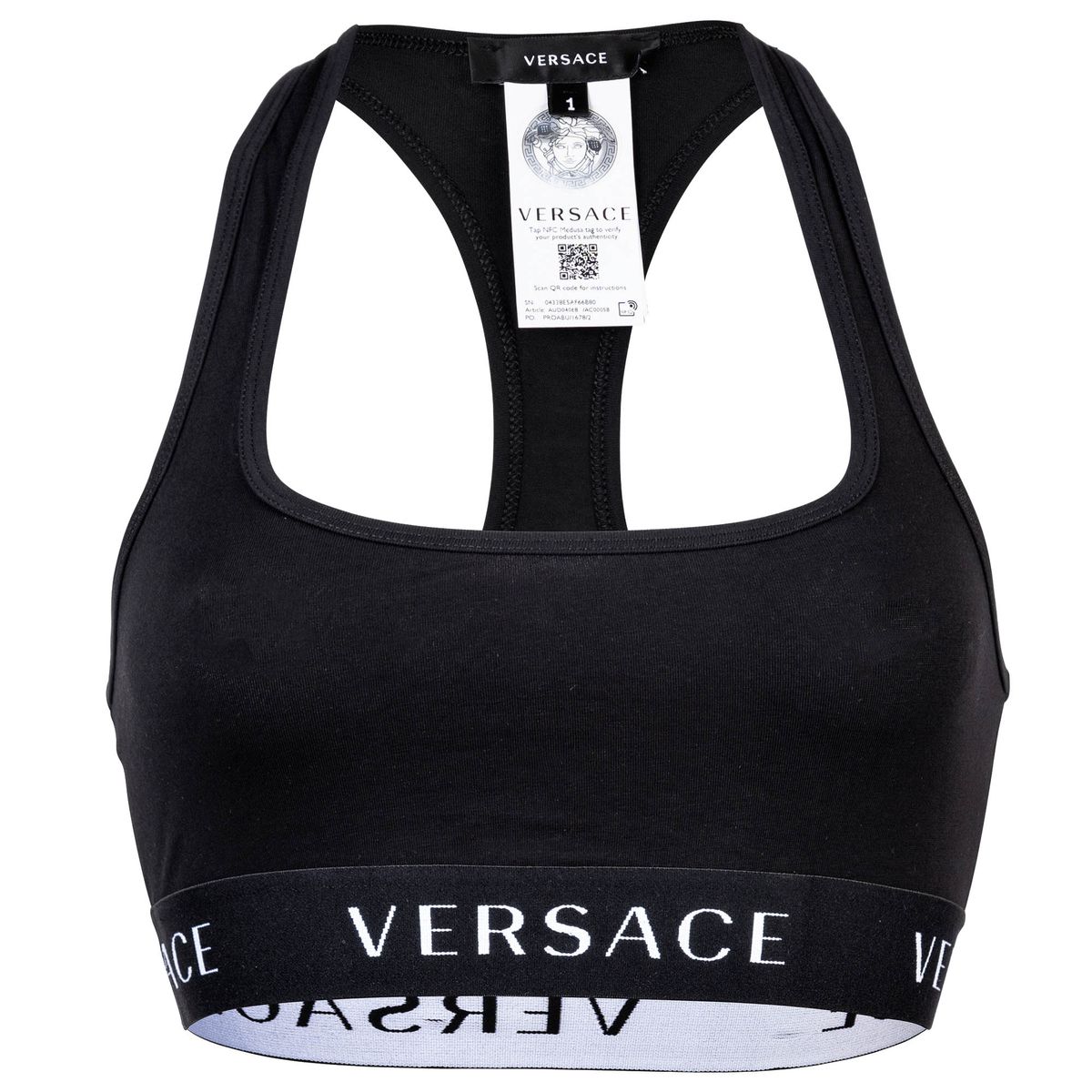 Sportliches Racerback Bustier mit Logo-Band
