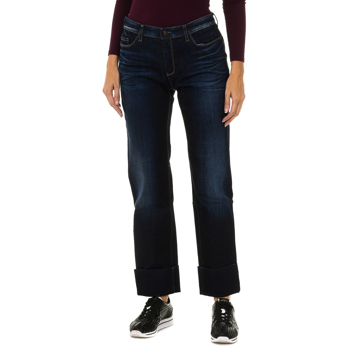 Damen Jeans mit geradem Bein und dunkler Waschung