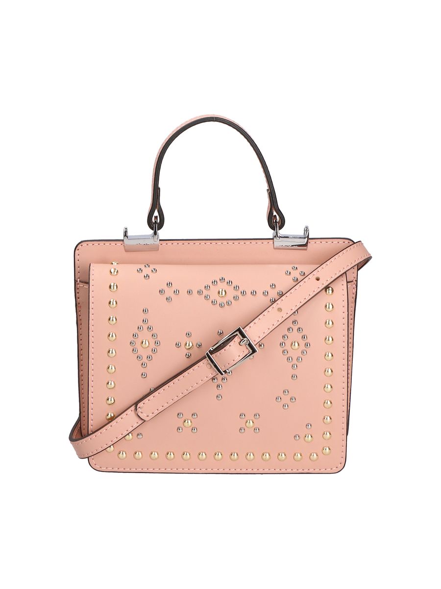 Lederhandtasche mit Nieten und Griff