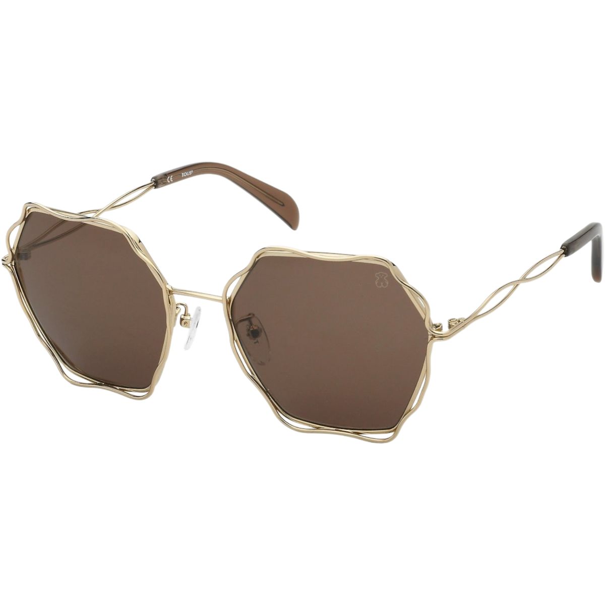 Geometrische Sonnenbrille mit goldenem Rahmen