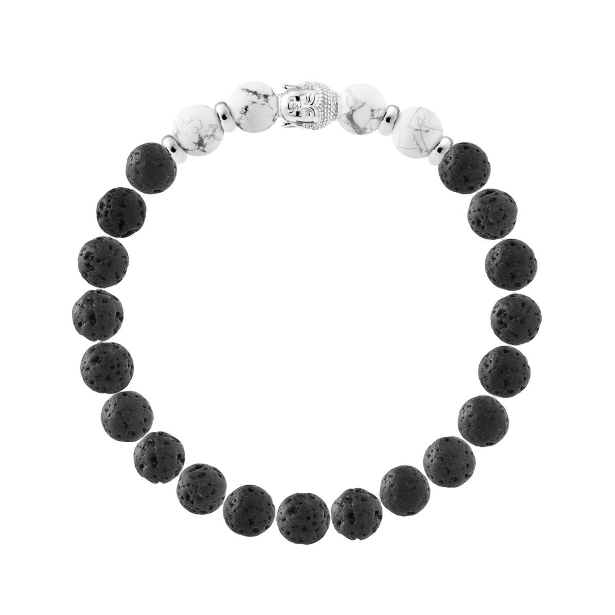 Lavastein Perlenarmband mit Buddha