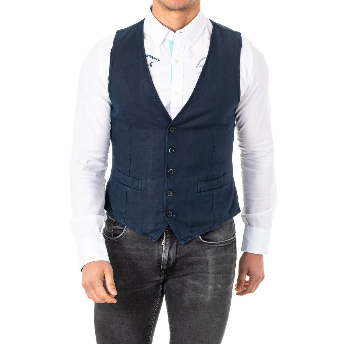 Herren Feinstrick Weste aus Leinen