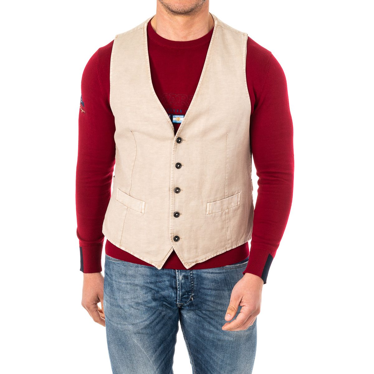 Herren Feinstrick Weste aus Leinen