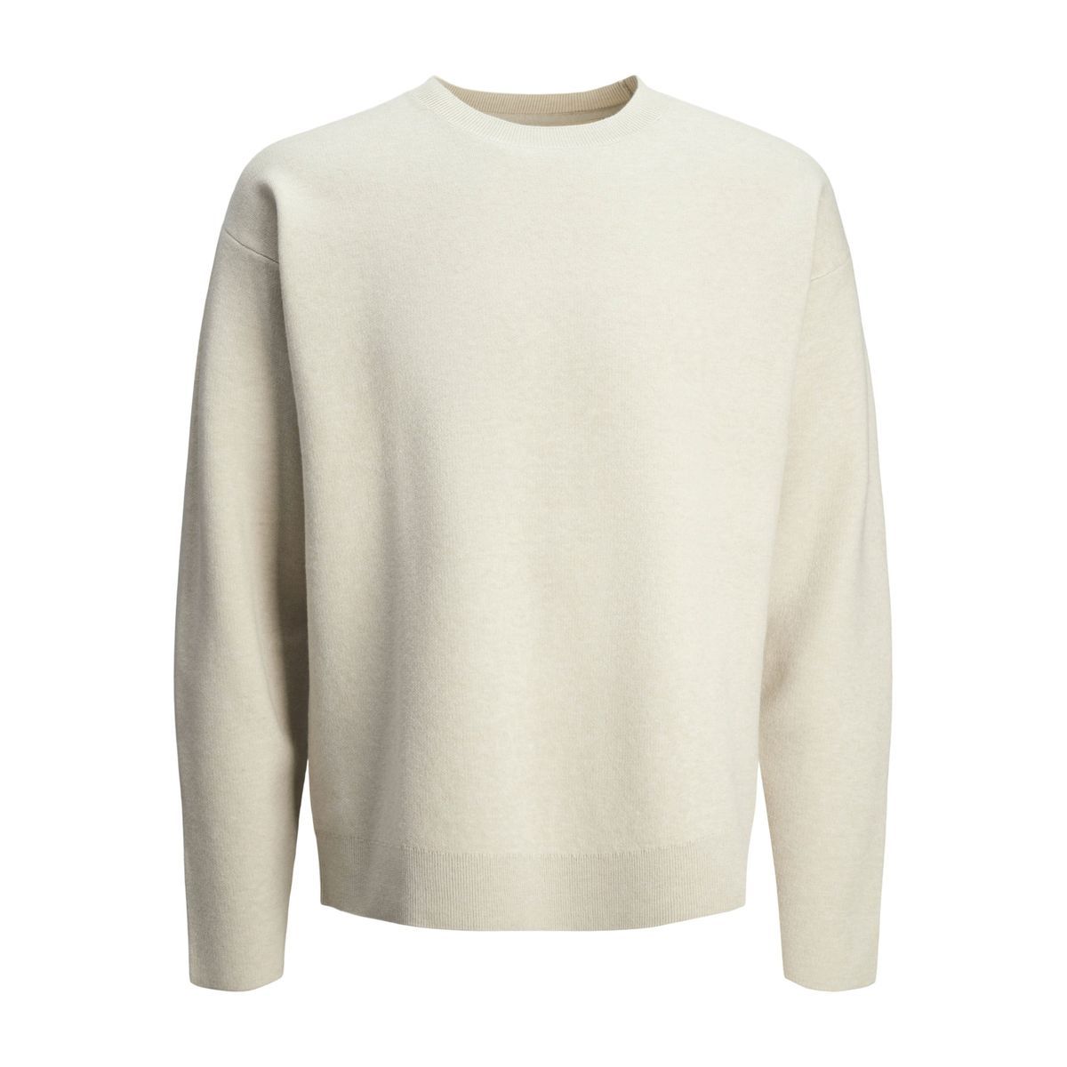 Beiger Strickpullover mit Rundhalsausschnitt