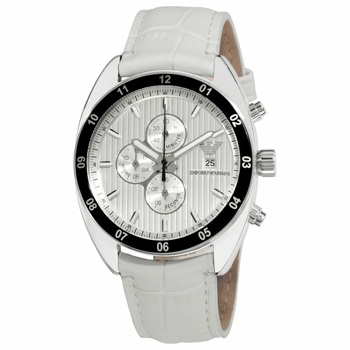 Chronograph Uhr mit weißem Lederarmband