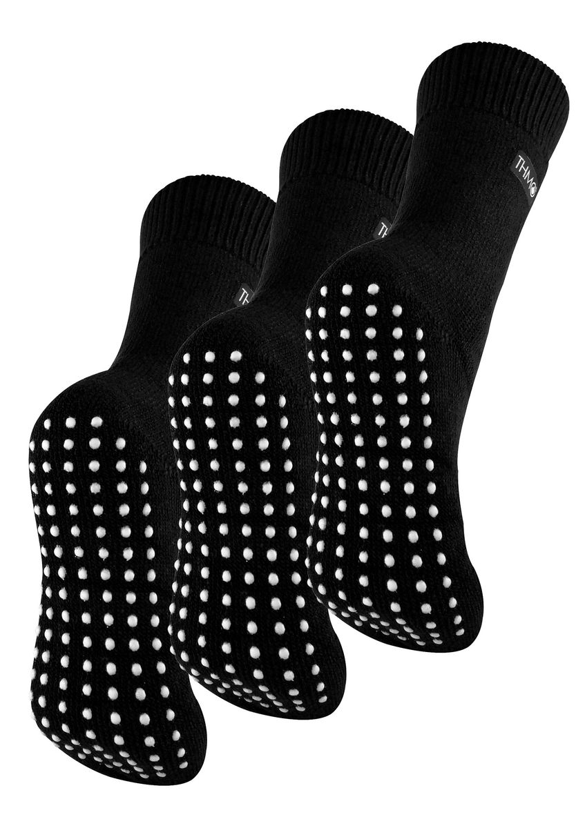 THMO - 3 Paar mit Fleece gefütterte, atmungsaktive Damen-Slipper-Socken - Schwarz