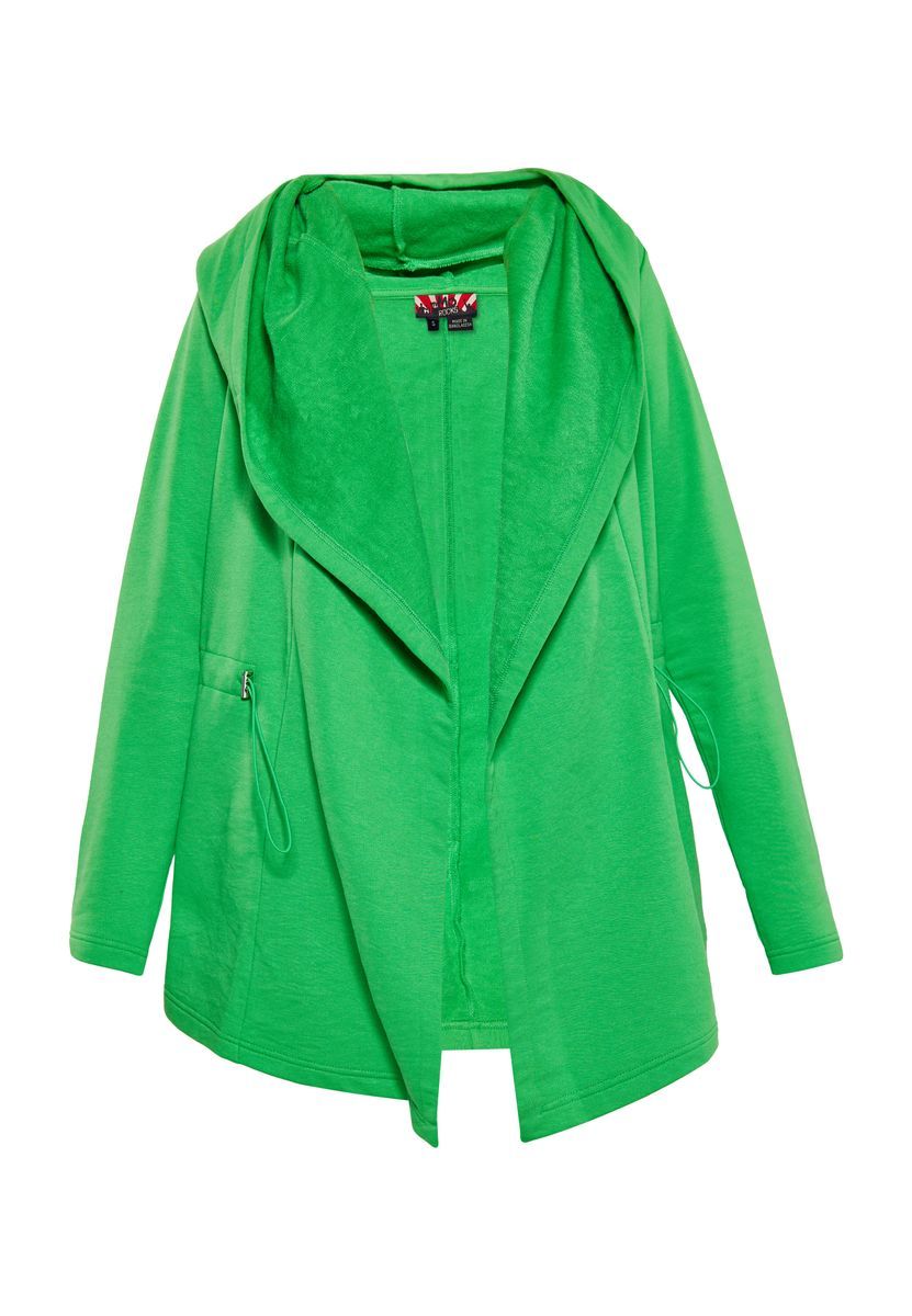 Grüner offener Kapuzen-Cardigan