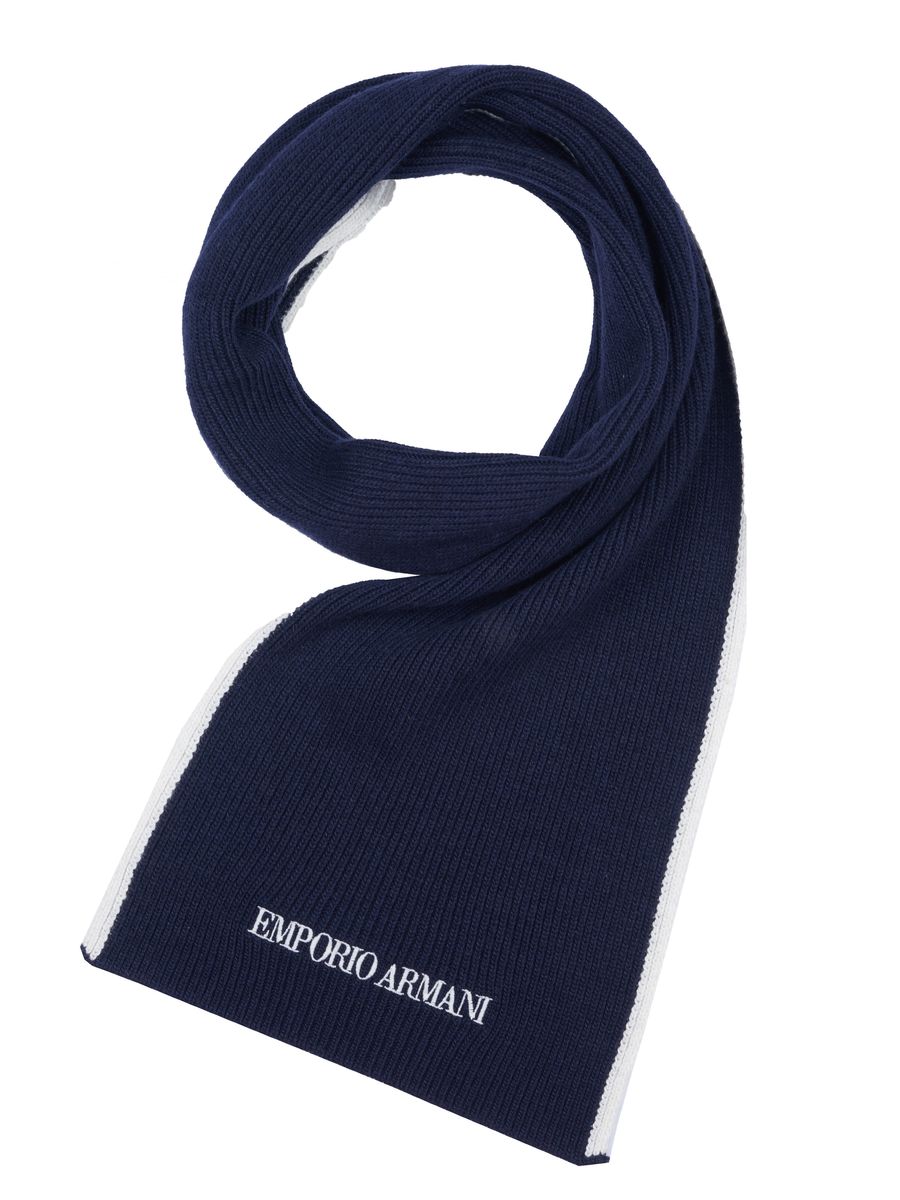Marineblauer Strickschal mit Logo-Detail