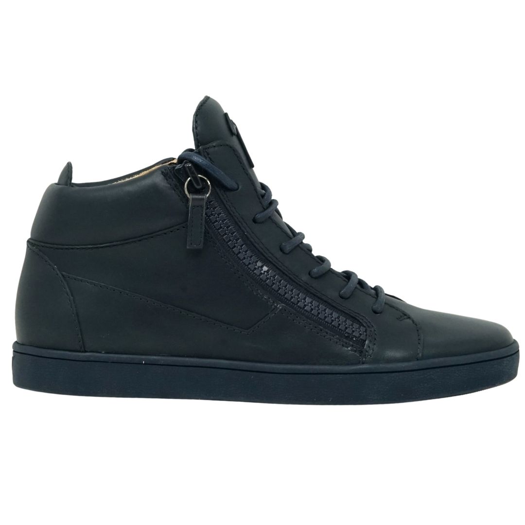 Marineblaue Leder High-Top Sneaker