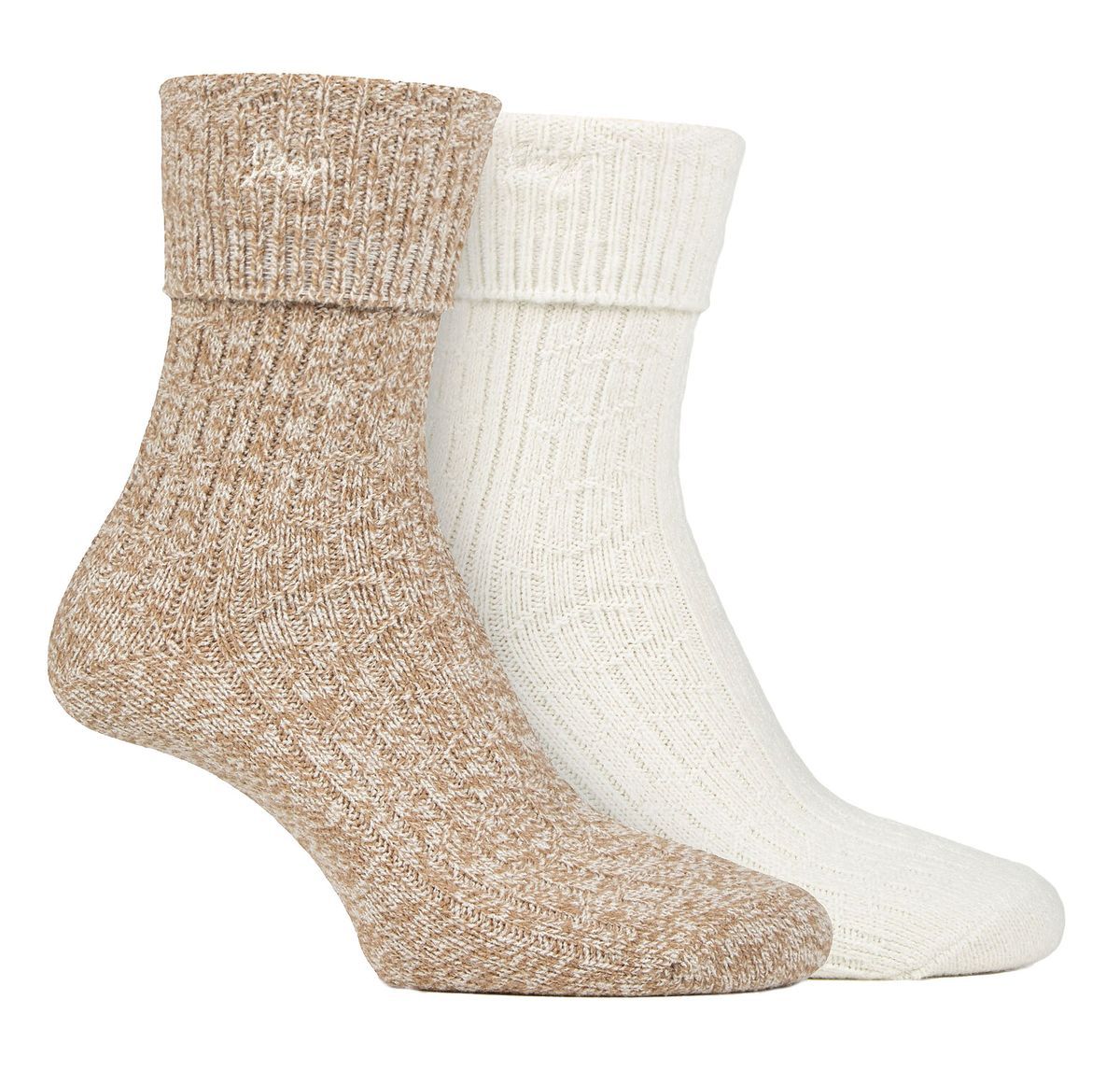 Ladies Turn Cuff Socks | Jeep | Walking Boot Socks Women, Komfortable Performance Polyester Socken - Taupe / Creme