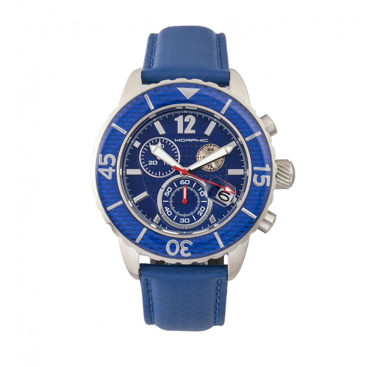 Schwarze Chronograph-Uhr mit Lederarmband