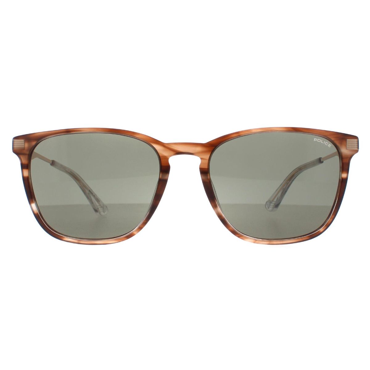 Quadratische gestreifte Sonnenbrille mit braunem Rahmen