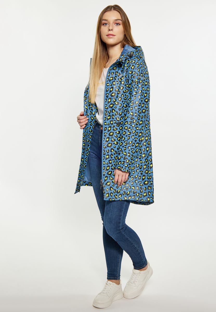 Regenparka mit Kapuze und Leopardenmuster