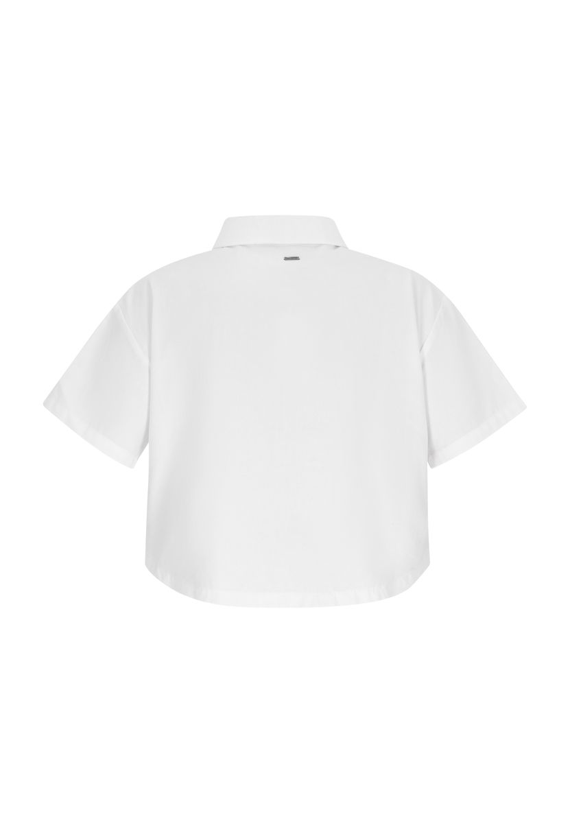 Kurzärmelige Boxy-Bluse mit Tasche