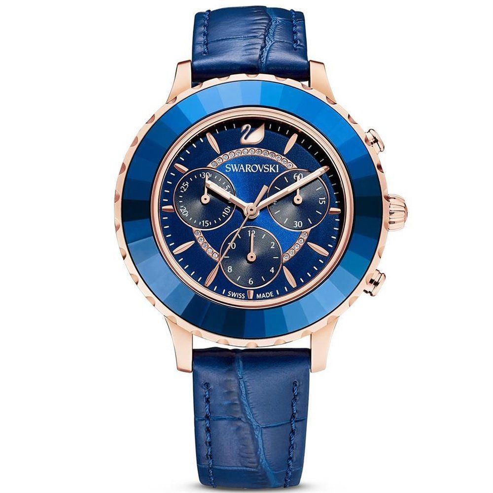 Blau Swarovski Damen Chronograph Uhr