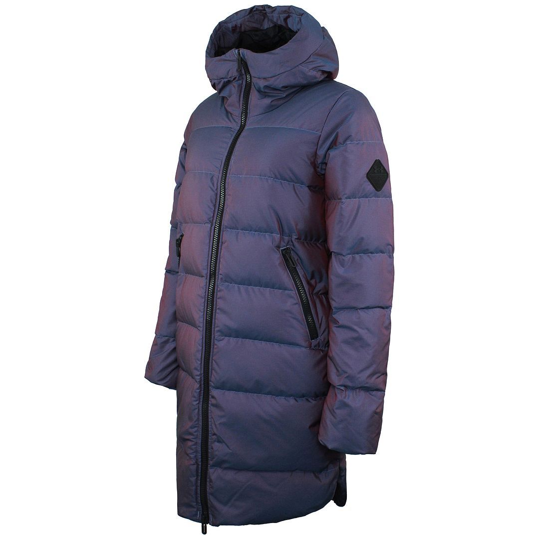 Langer irisierender Steppparka mit Kapuze