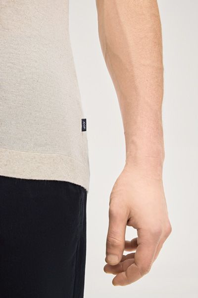 JOOP! Malioson Offwhite Strick-Polohemd Leinen-Viskose-Mischung