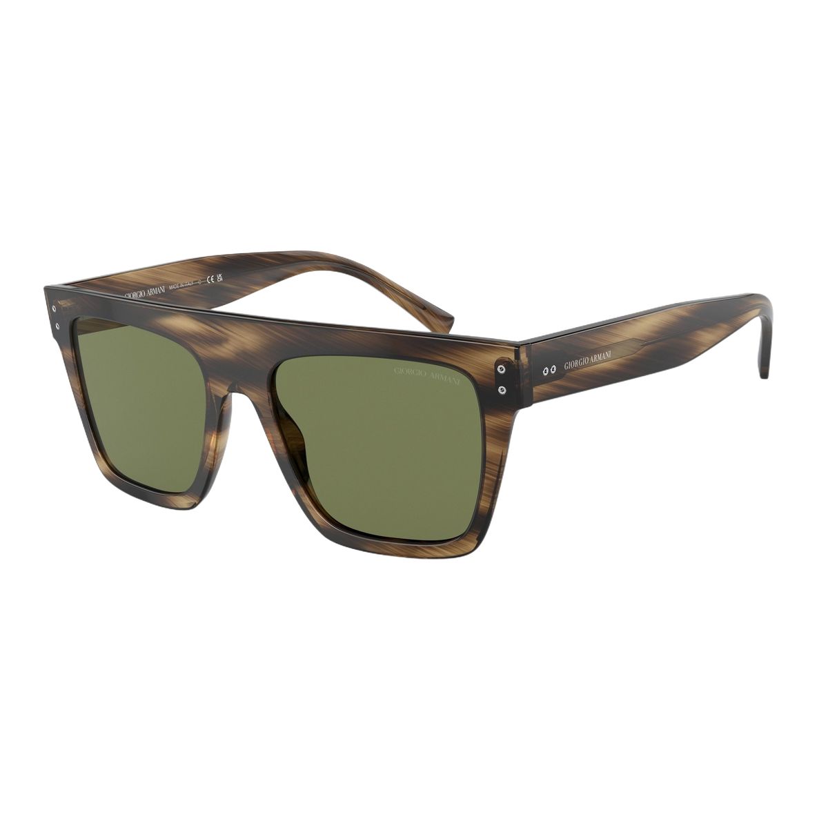 Eckige Sonnenbrille mit braunem Acetatrahmen