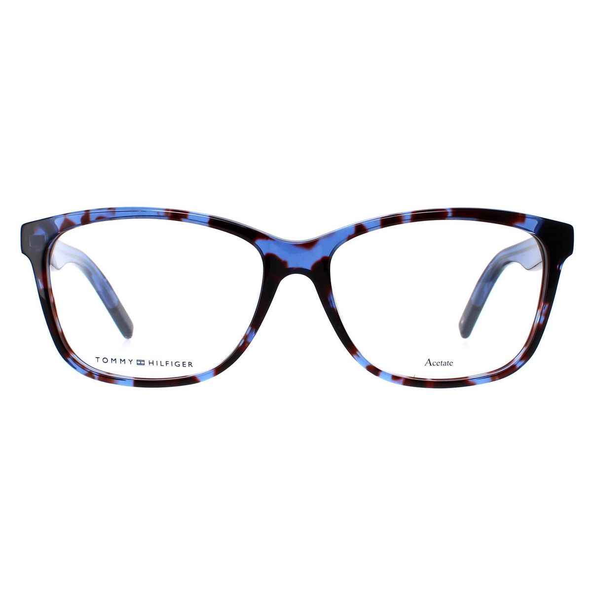 Blaue Schildpatt-Rechteckige Brille