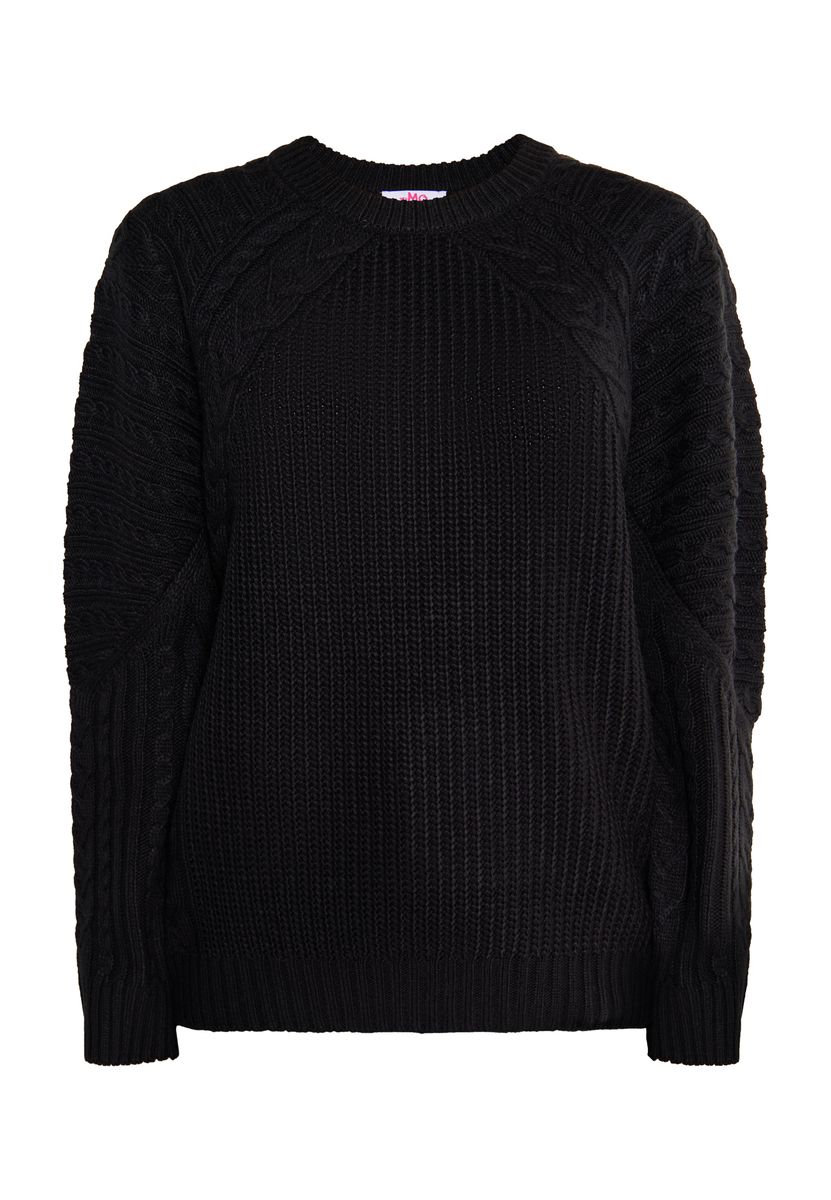 Zopfstrick-Pullover mit Raglanärmeln