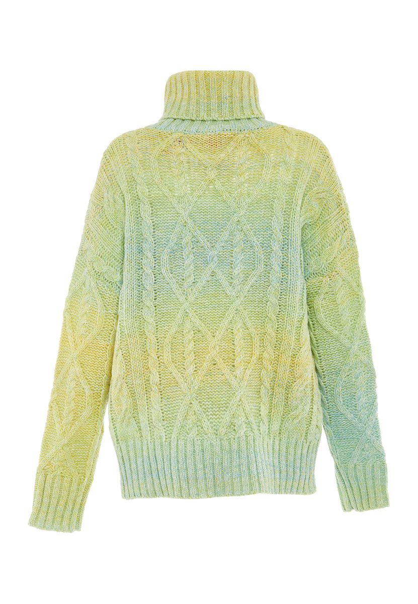 Grober Ombré-Zopfstrick-Pullover
