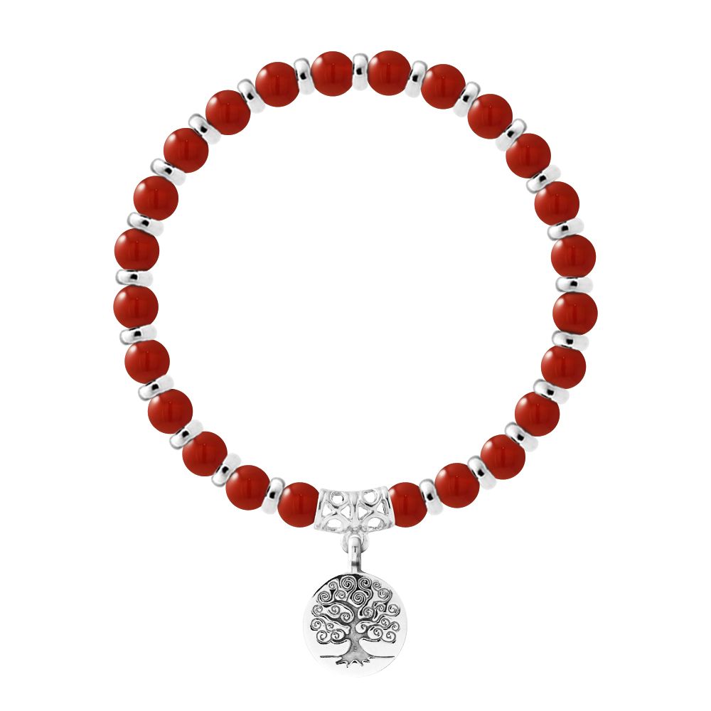 Rotes Korallen Sterling Silber Armband