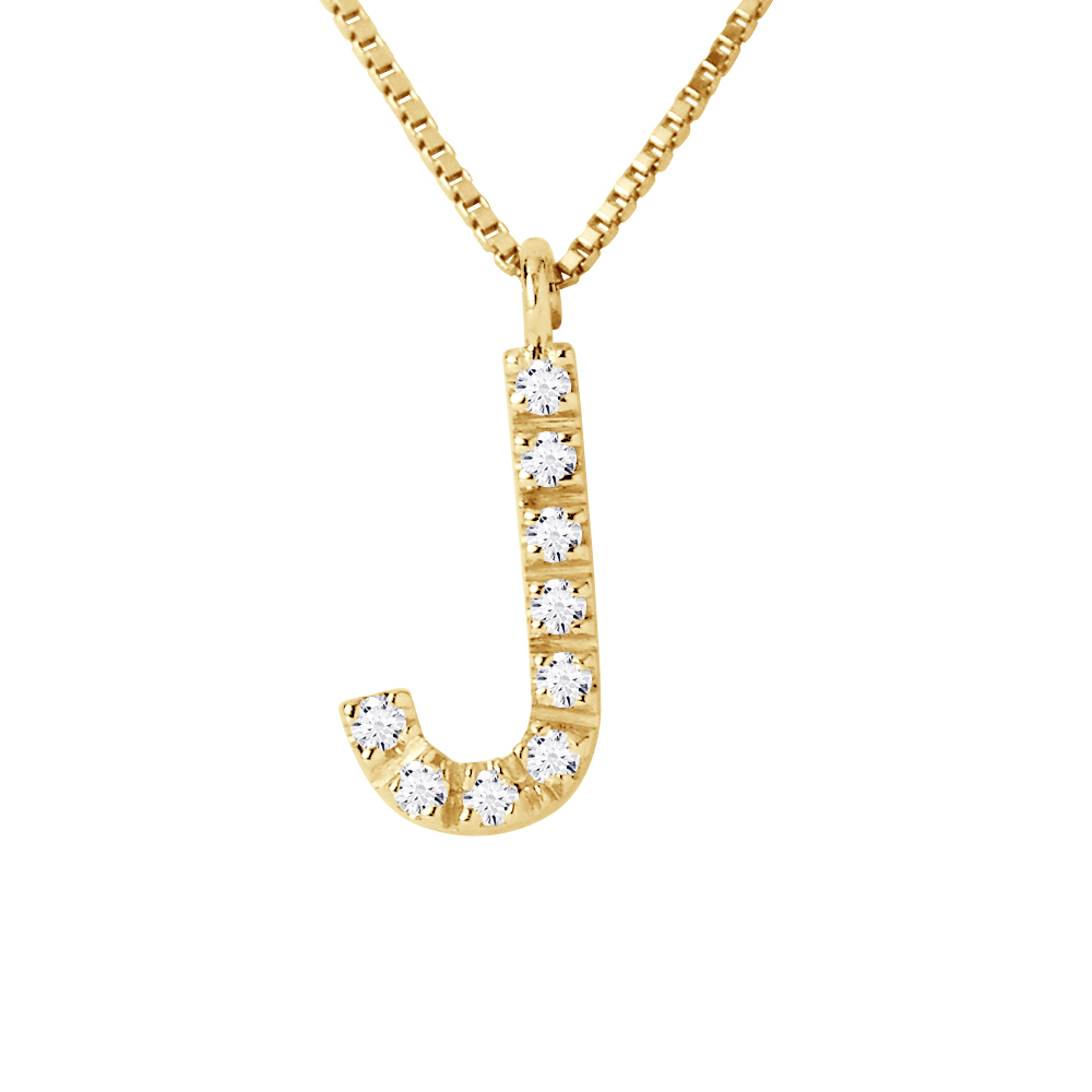 Diamant-Initialen-„J“-Goldkette