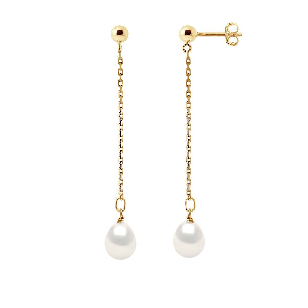 Ohrhänger mit Perle und Goldkette