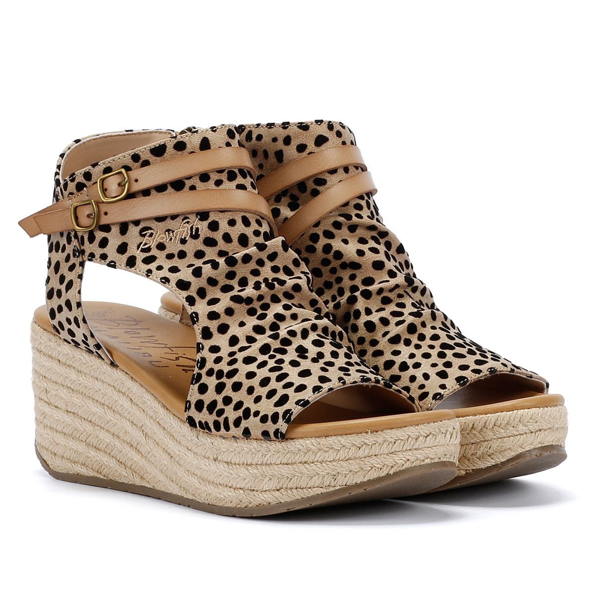 Espadrille-Sandalen mit Keilabsatz und Leopardenmuster