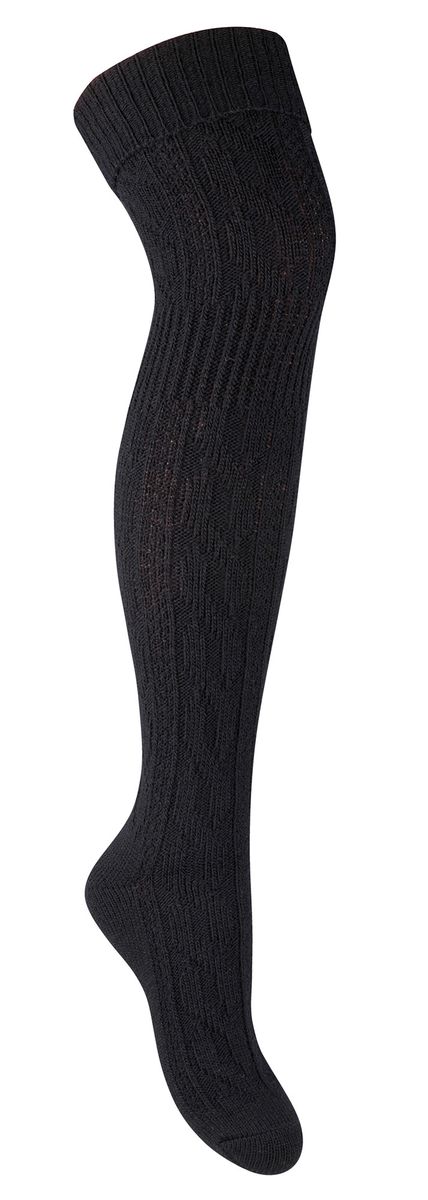 Overknee-Wollsocken für Damen | Steven | Winterwarme dicke lange Socken Schwarz