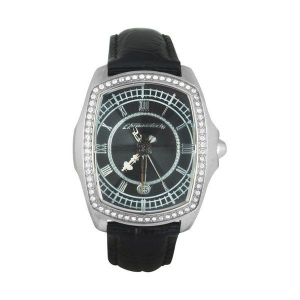 Elegante Damenarmbanduhr mit Strasslünette