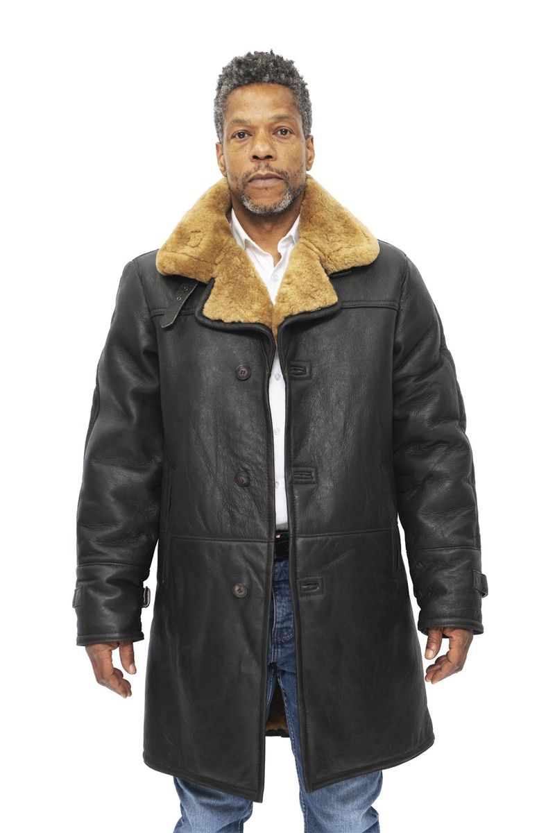 Herren Shearling Schaffell Crombie Mantel