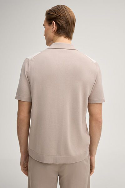 Joop! Galvo Strickshirt Sand/Creme gestreift Offener Kragen
