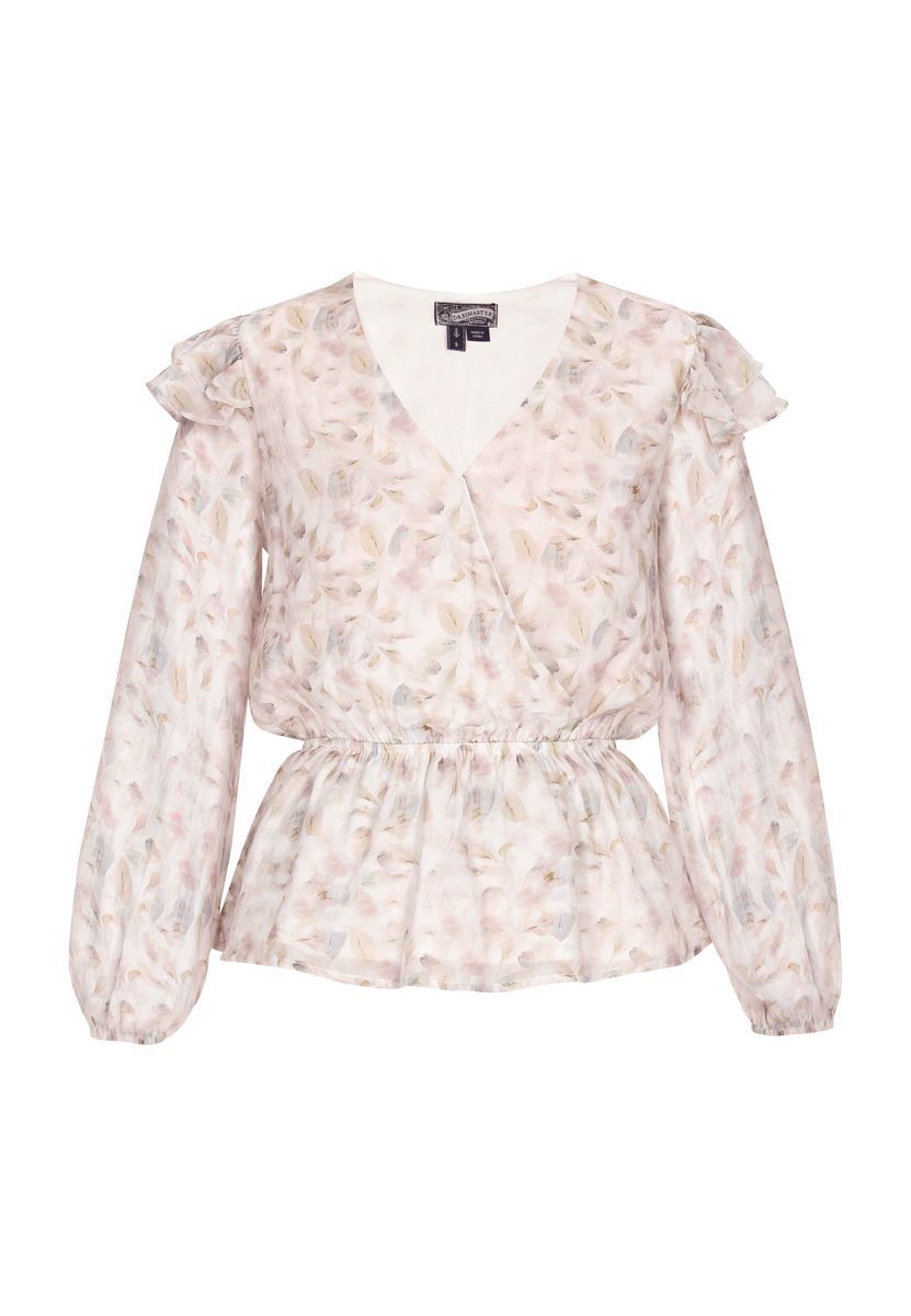 Geblümte Langarm Peplum Bluse