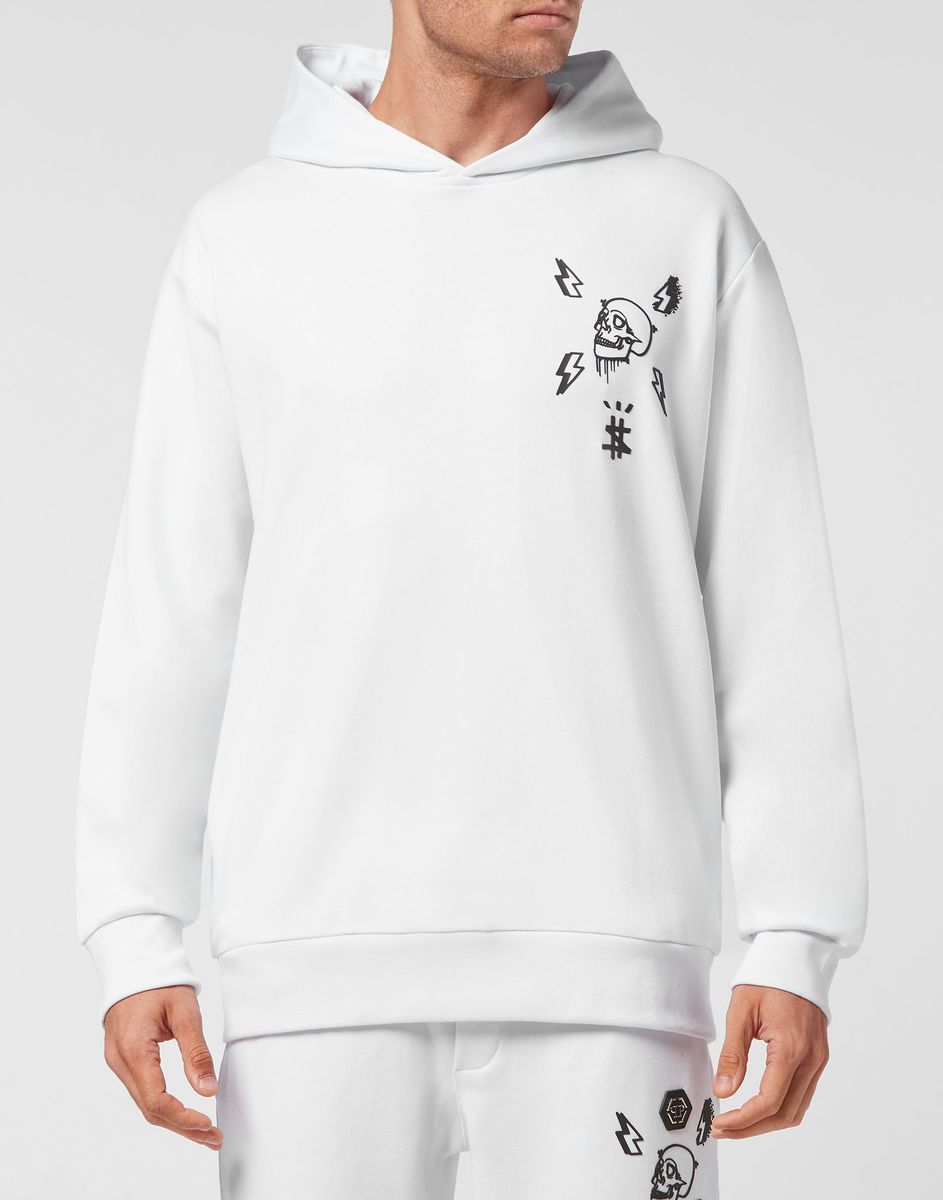 Kapuzenpullover aus Baumwollfleece mit Grafikprint