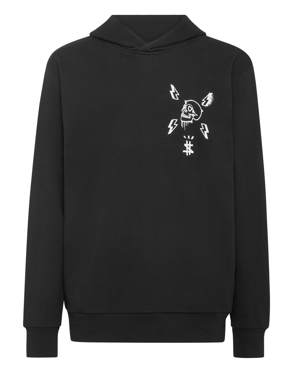 Grafik-Kapuzenpullover aus Baumwollfleece