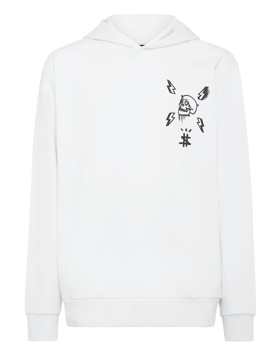 Grafik-Kapuzenpullover aus Baumwollfleece