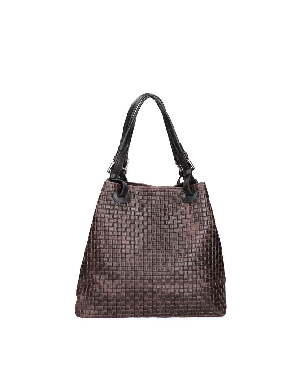 Gewebte Ledertasche mit Henkeln