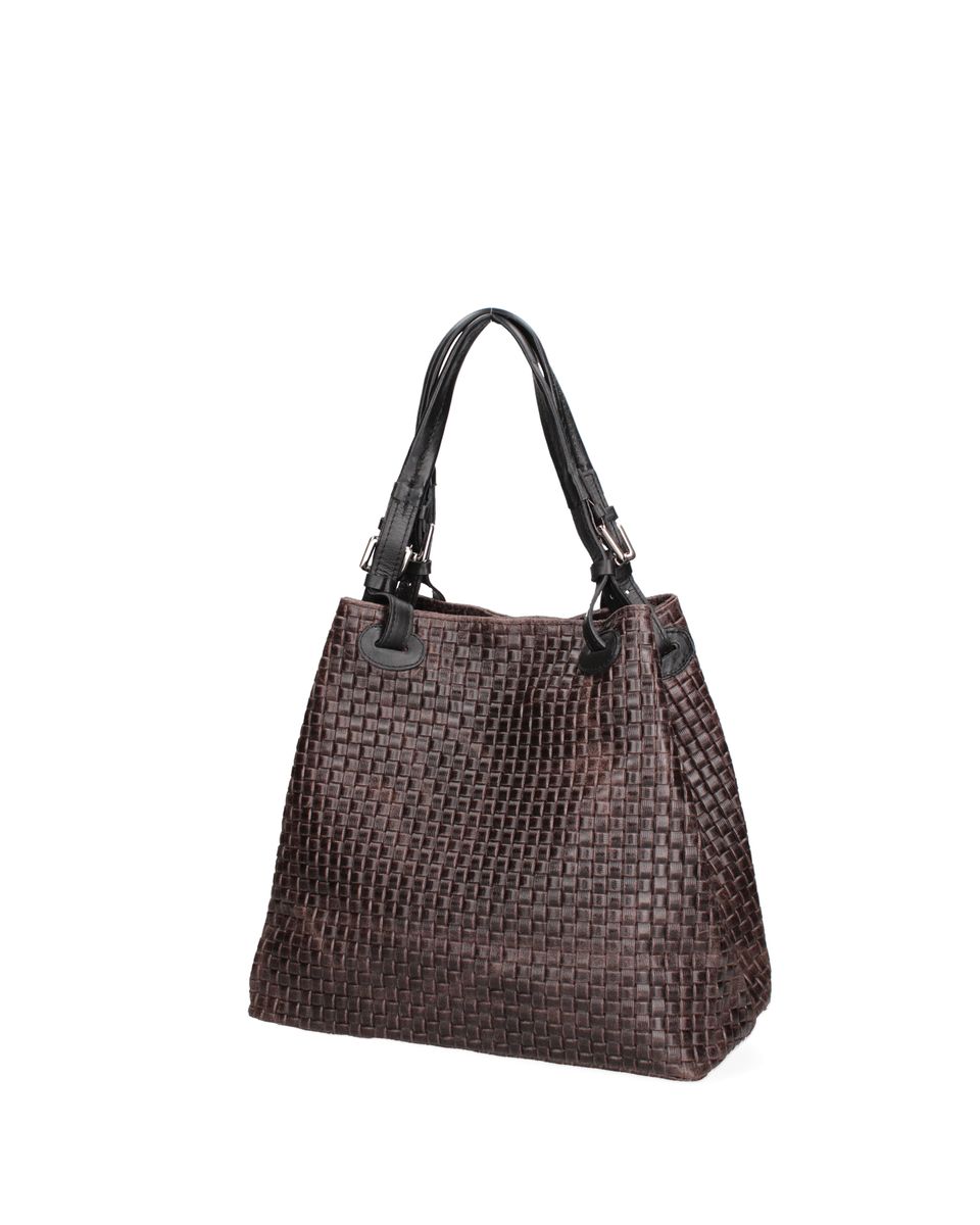 Geflochtene Wildleder-Shopper-Handtasche