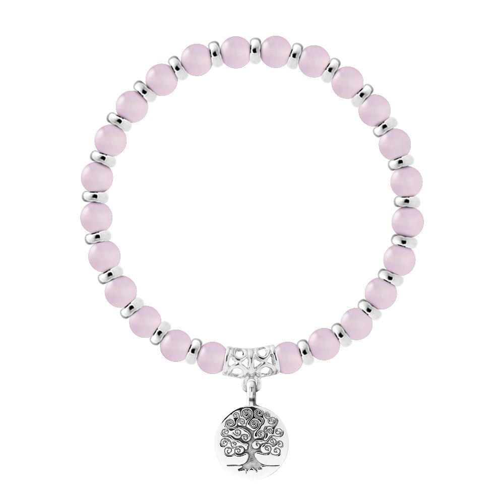 Rosa Quarz Lebensbaum Armband
