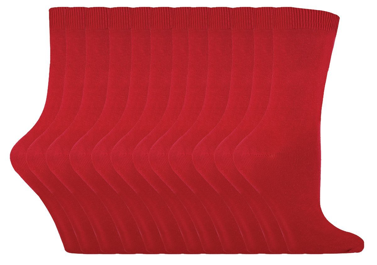 Sock Snob - 12 Paires Femme Chaussettes Coton Coloré | Chaussettes Unies - Rouge