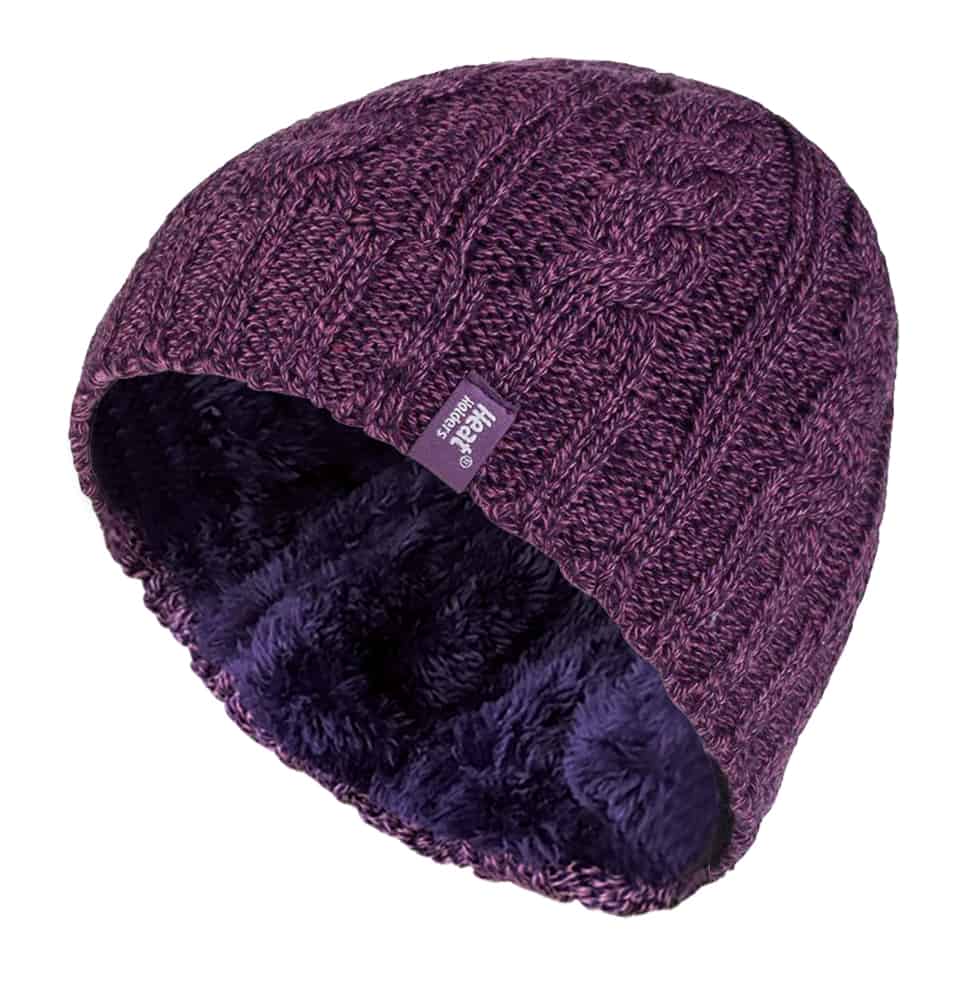 Thermische Fleece-gefütterte Damen-Wintermütze mit Zopfmuster