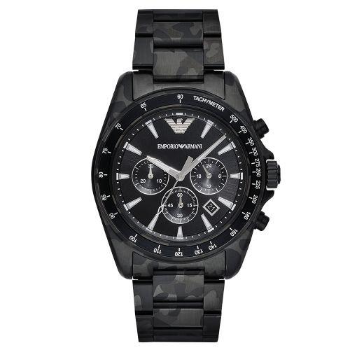 Herren Chronograph Uhr mit schwarzem Camouflage-Muster