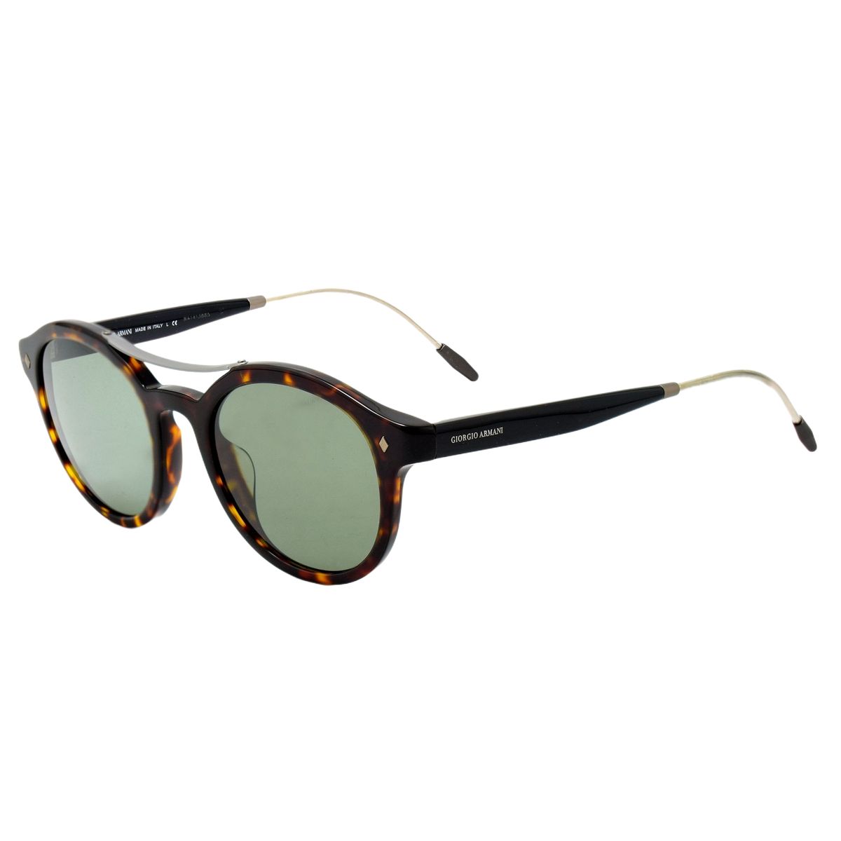Runde Schildpatt-Sonnenbrille mit grünen Gläsern