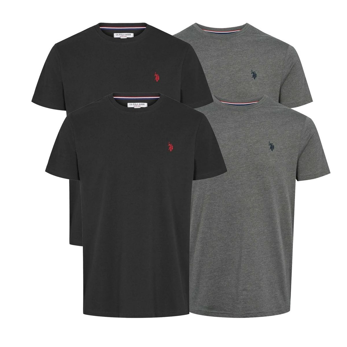 Basic Baumwoll T-Shirt 4er-Pack mit Rundhalsausschnitt