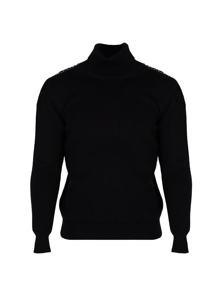 Schwarzer Herren-Rollkragen-Strickpullover